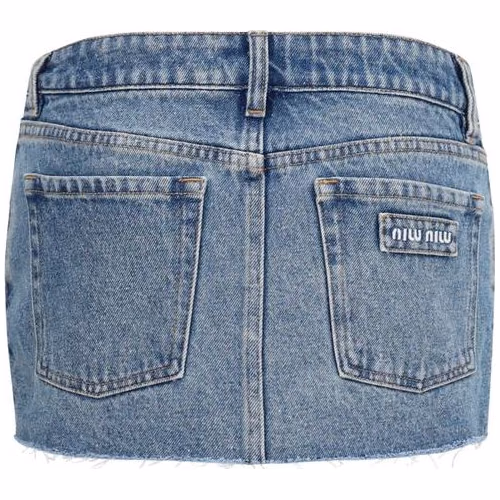 Miu Miu Blue Cotton Mini Skirt
