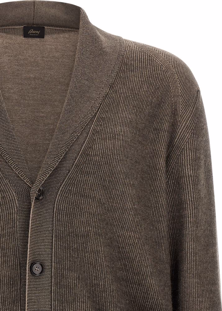 Brioni Brown Cashmere Cardigan