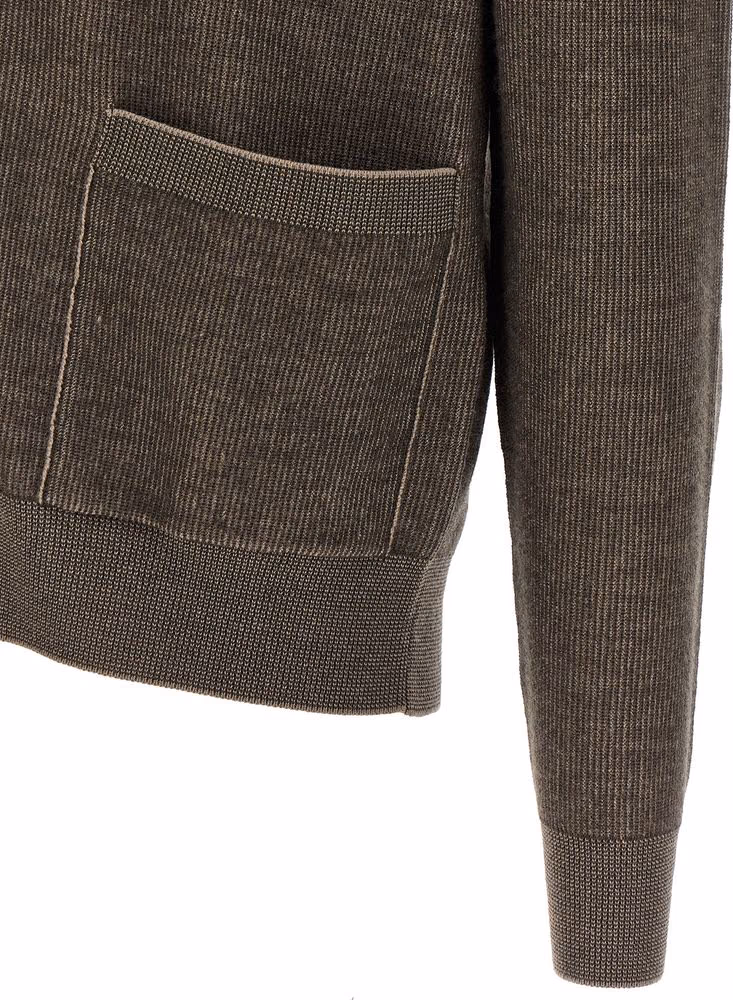Brioni Brown Cashmere Cardigan