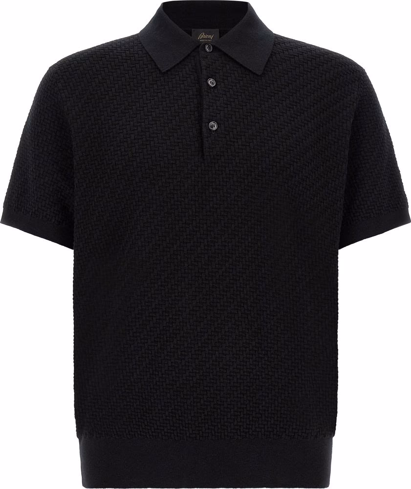 Brioni Black Cotton Polo Shirt