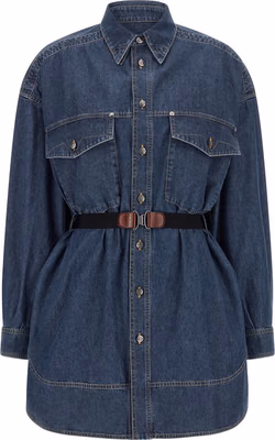 Blue Cotton Short Dress
