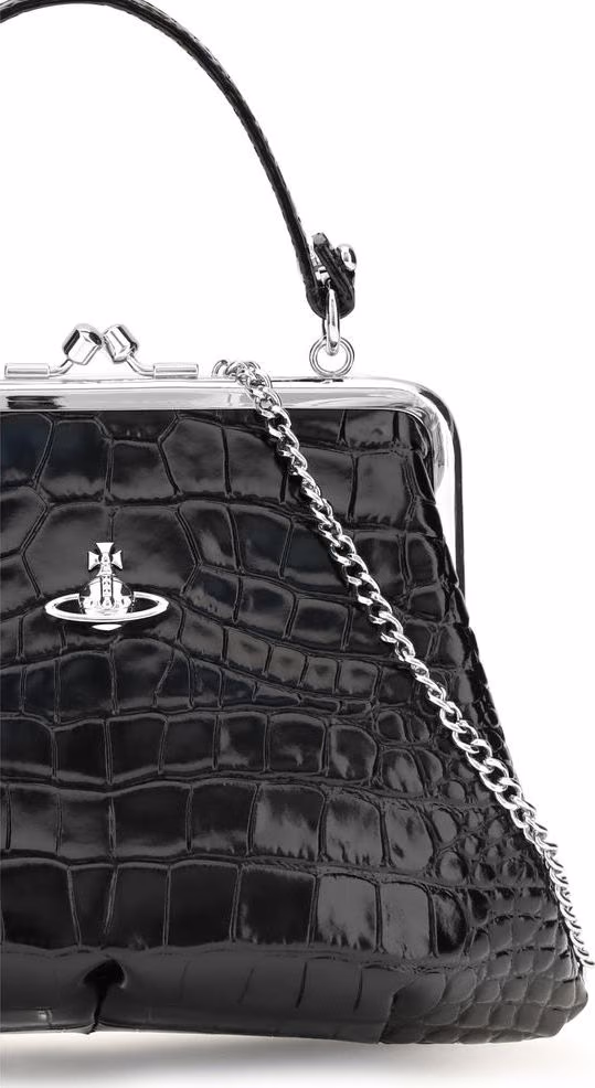 Vivienne Westwood Black Calf Leather Bos Taurus Shoulder Bag