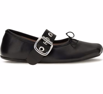 Black Calf Leather Bos Taurus Ballet Flats