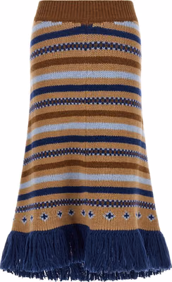Multicolor Virgin Wool Midi Skirt
