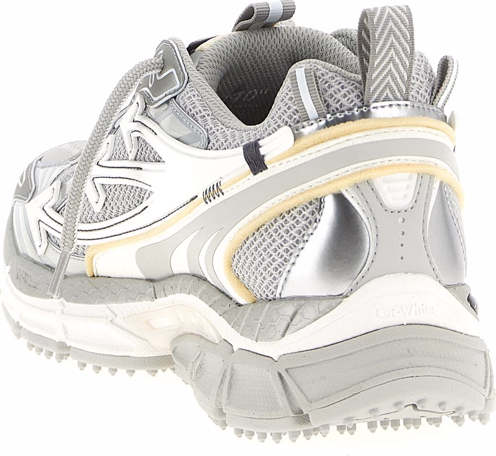 Off-White Silver Polyester Athletic Sneakers