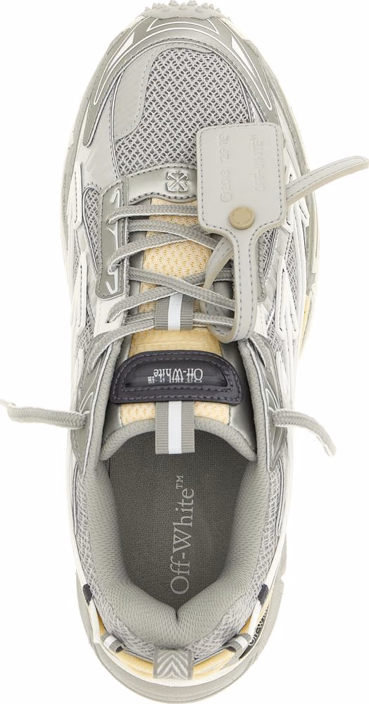 Off-White Silver Polyester Athletic Sneakers