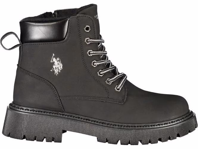 U.S. POLO ASSN. Black Polyester Ankle Boots