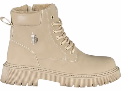 Beige Polyurethane Women Boot