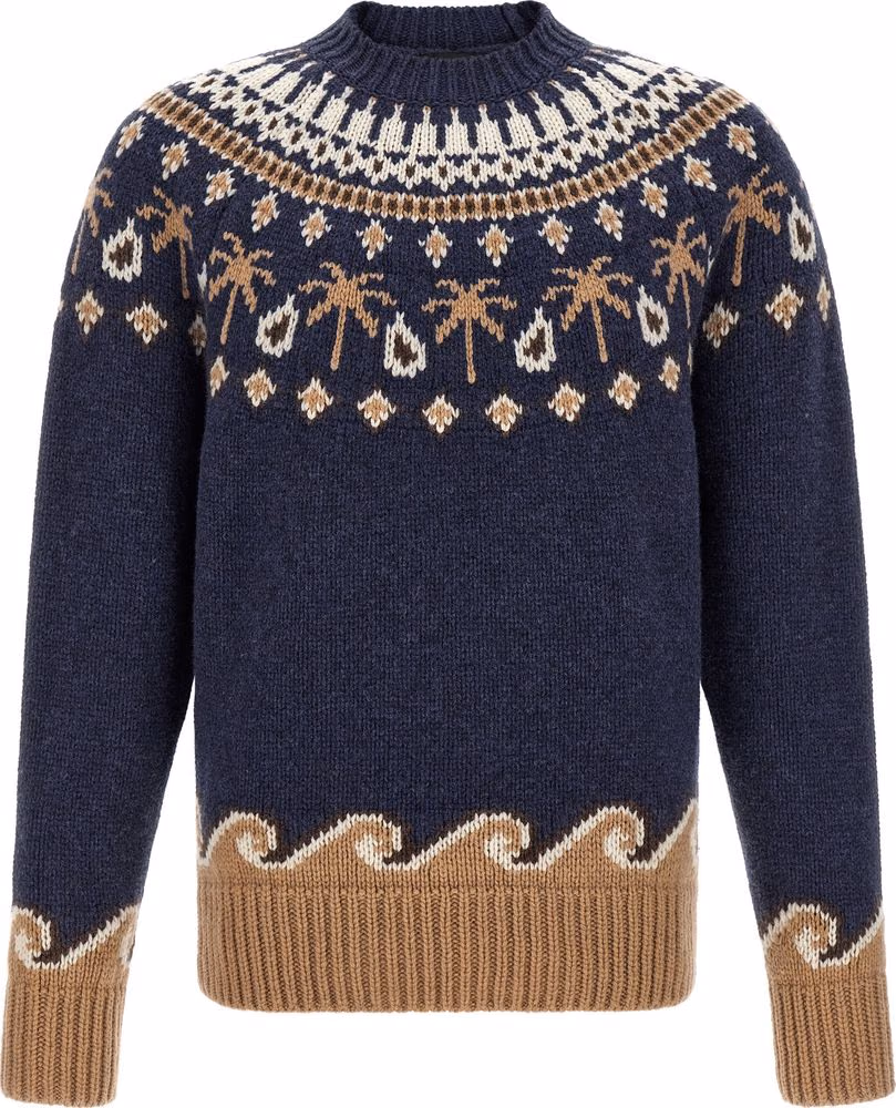 Alanui Blue Virgin Wool Cardigan