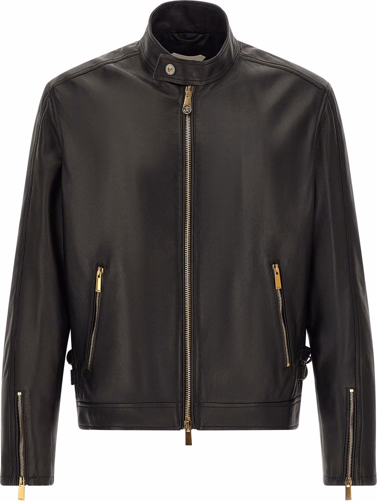 Versace Black Lamb Leather Leather Jacket