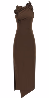 Brown Recycled Polyamide Long Dress