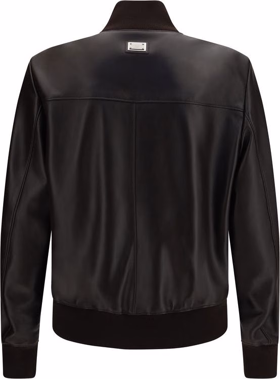 Dolce & Gabbana Brown Lamb Ovis Aries Aries Leather Jacket