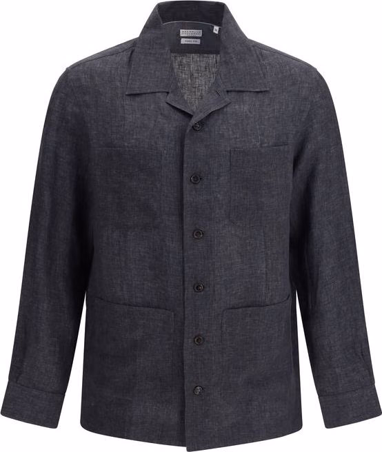 Brunello Cucinelli Gray Linen Dress Shirt