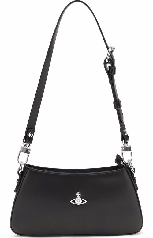 Vivienne Westwood Black Calf Leather Bos Taurus Shoulder Bag