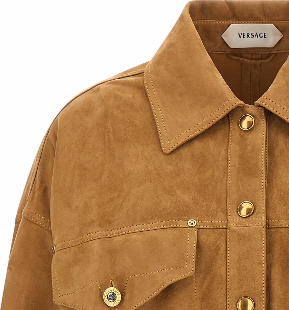 Versace Brown Lamb Leather Leather Jacket