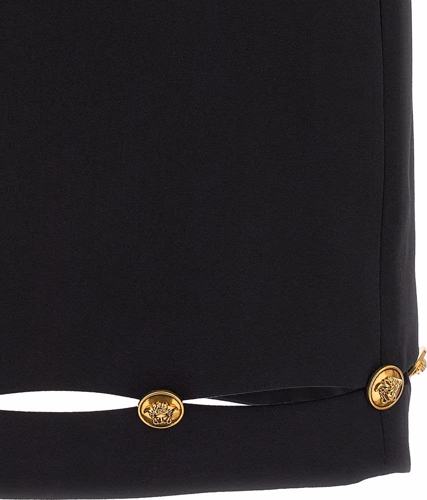 Versace Black Virgin Wool Long Skirt