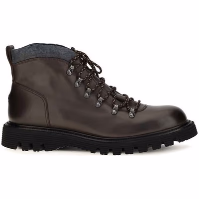 Brown Calf Leather Bos Taurus Lace-Up Boots