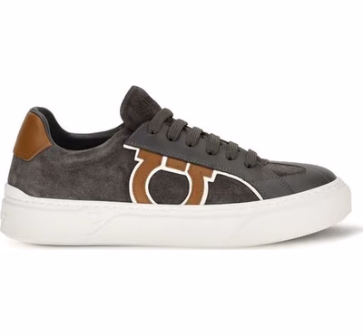 Gray Suede Leather Low Top Sneakers