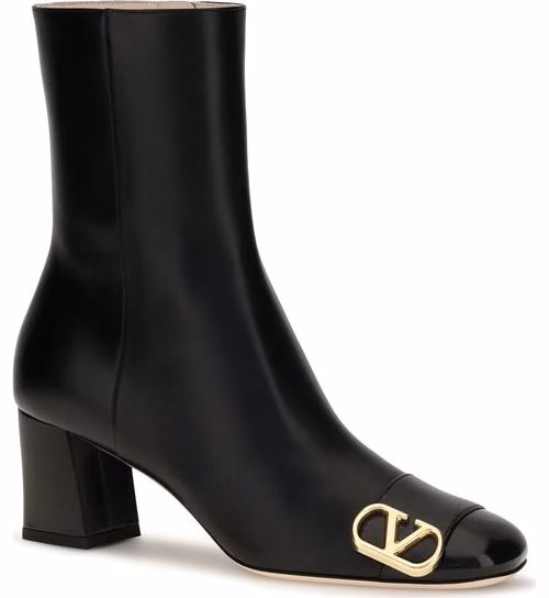 Valentino Garavani Black Calf Leather Bos Taurus Ankle Boots