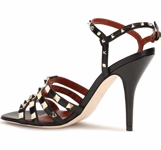 Valentino Garavani Black Goatskin Stiletto Heel Sandals