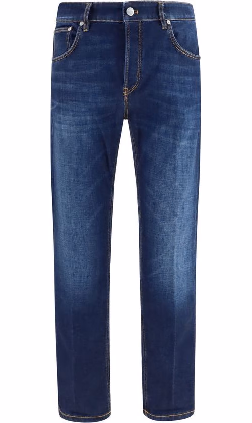 PT Torino Blue Cotton Straight-Leg Jeans