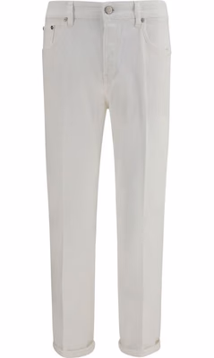 White Cotton Slim Fit Jeans