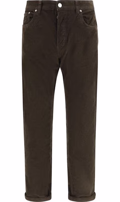 Brown Cotton Casual Pants