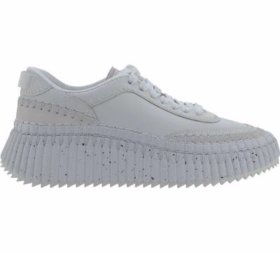 White Calf Leather Bos Taurus Platform Sneakers