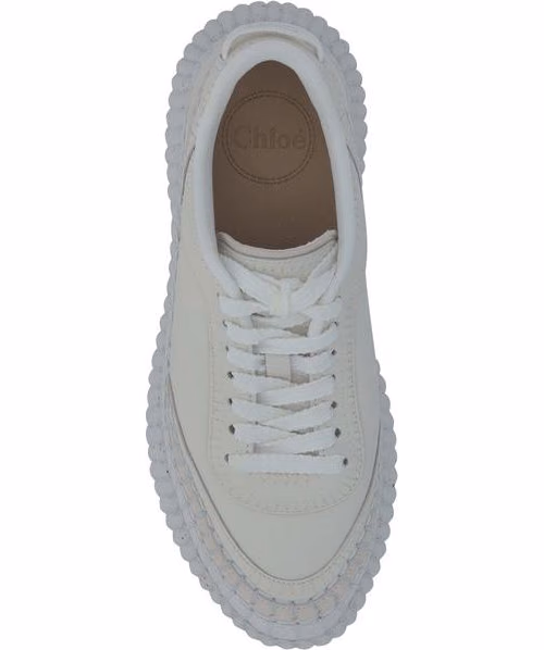 Chloé White Calf Leather Bos Taurus Platform Sneakers