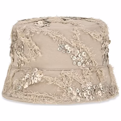 Beige Silk Bucket Hat