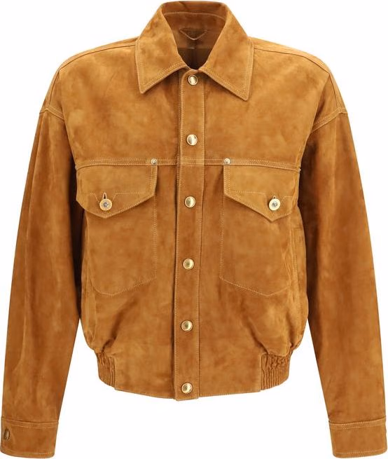 Versace Brown Lamb Ovis Aries Aries Leather Jacket