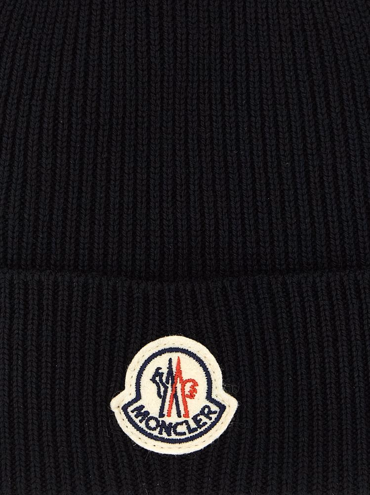 Moncler Black Virgin Wool Beanie