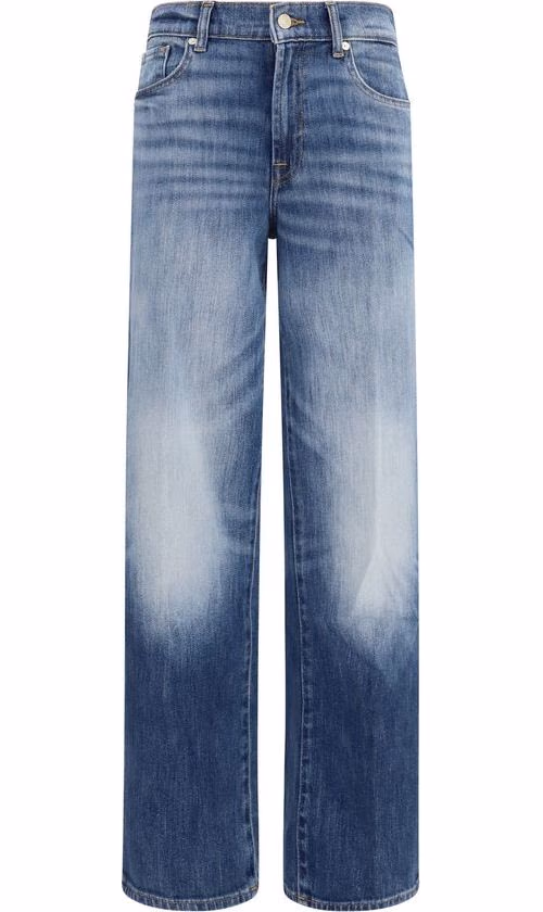 7FOR Blue Cotton Straight-Leg Jeans