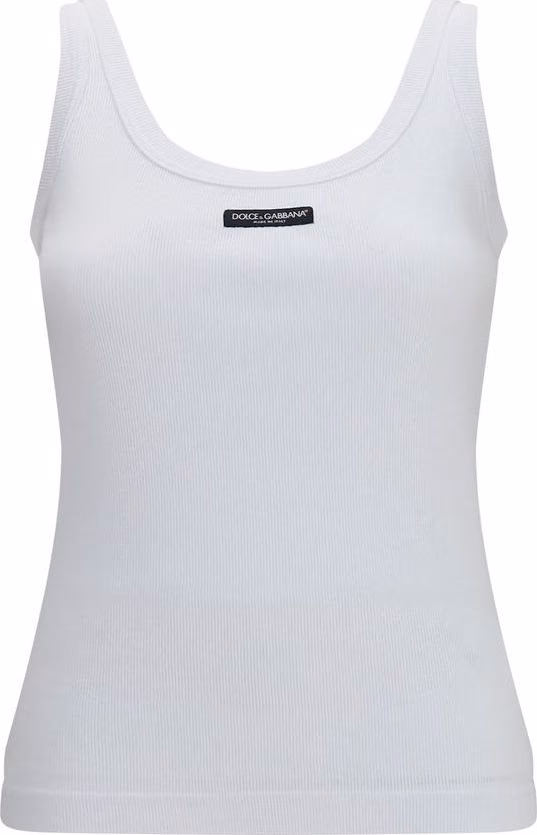 Dolce & Gabbana White Cotton Tank Tops