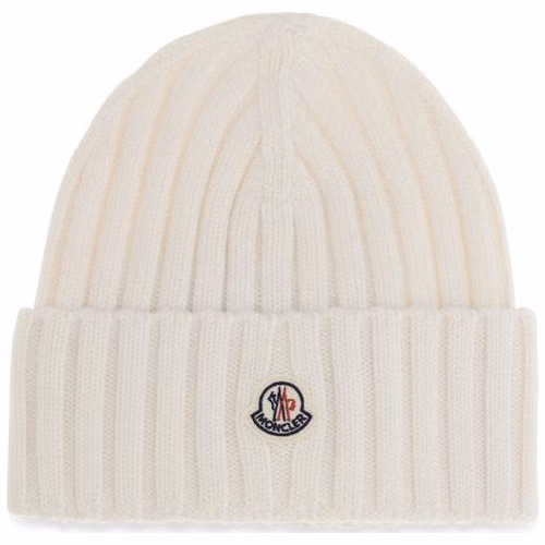 Moncler White Wool Oves Aries Beanie