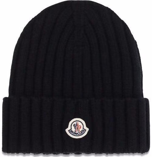 Moncler Black Wool Oves Aries Beanie
