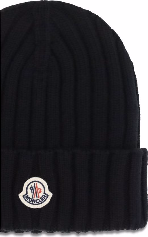 Moncler Black Wool Oves Aries Beanie