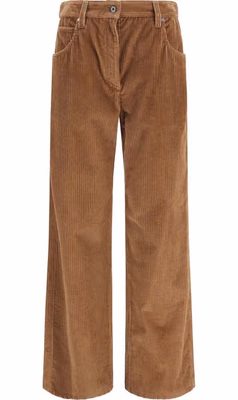 Brown Cotton Casual Pants