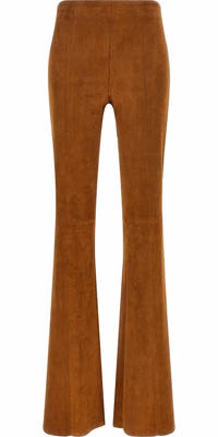 Brown Lamb Leather Flared Pants