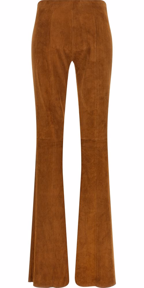 STOULS Brown Lamb Leather Flared Pants