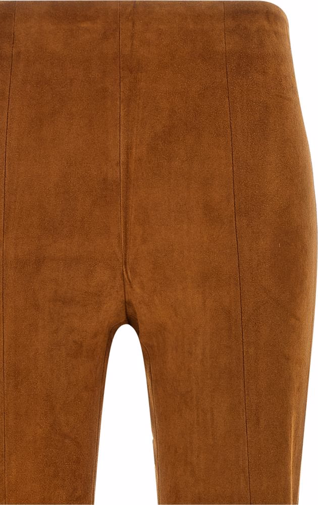 STOULS Brown Lamb Leather Flared Pants