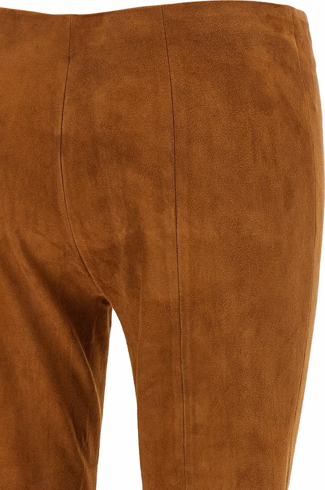 STOULS Brown Lamb Leather Flared Pants