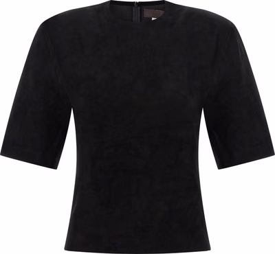 Black Lamb Leather T-Shirt