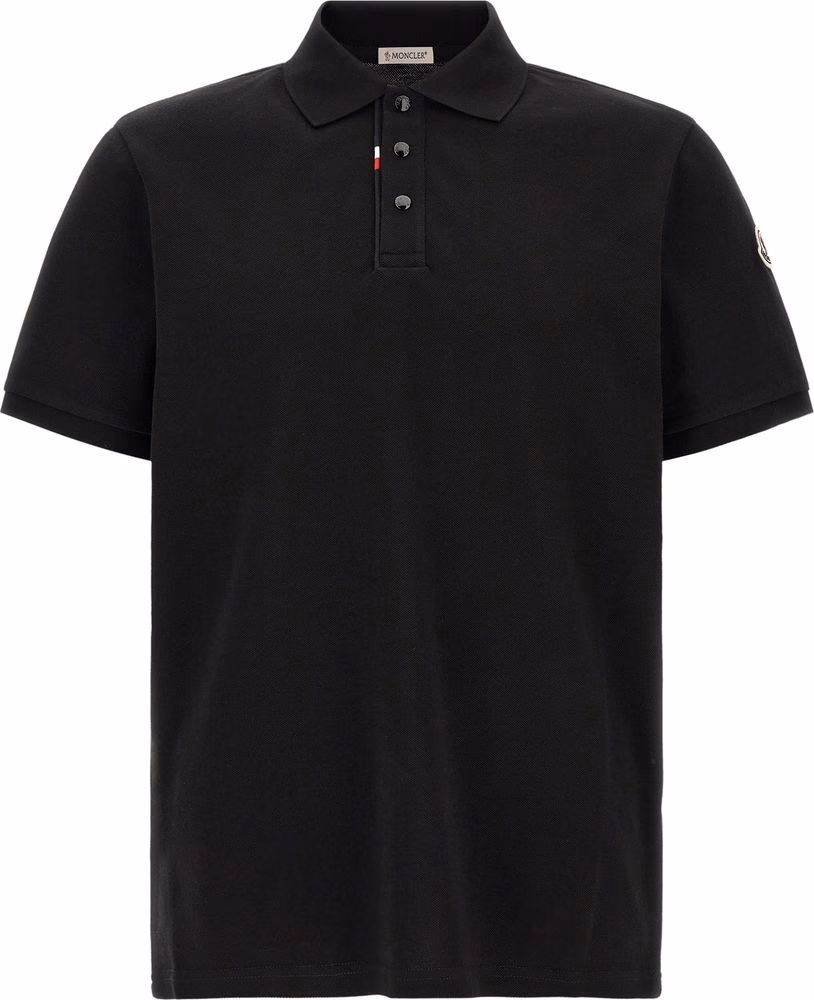Moncler Black Cotton Polo Shirt