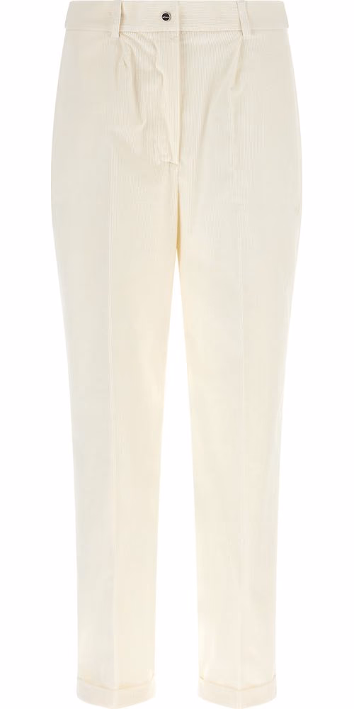 Kiton White Cotton Casual Pants