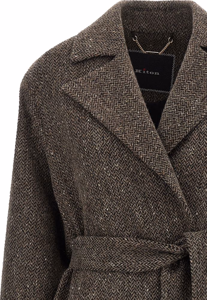 Kiton Brown Virgin Wool Coat