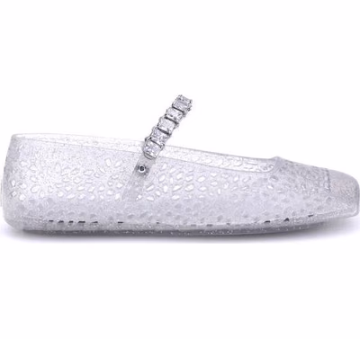 White Polyurethane Ballet Flats
