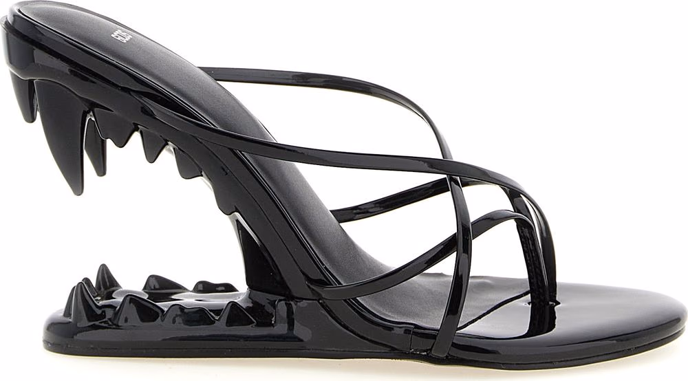 Black Polyethylene Stiletto Heel Sandals