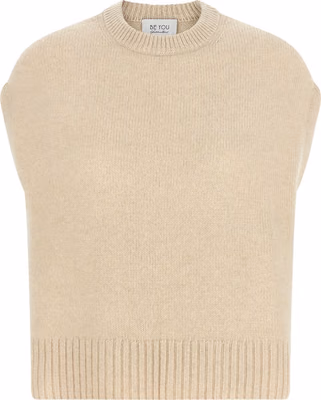 Beige Cashmere Sleeveless Jacket