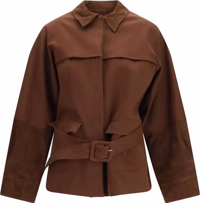 Brown Cotton Full-Length Jacket